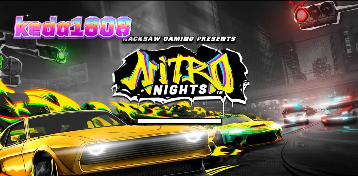 Tampilan visual slot Nitro Nights dengan tema balap jalanan neon